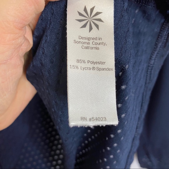 Athleta Chi Dot Mesh Navy Blue Top - Picture 9 of 10